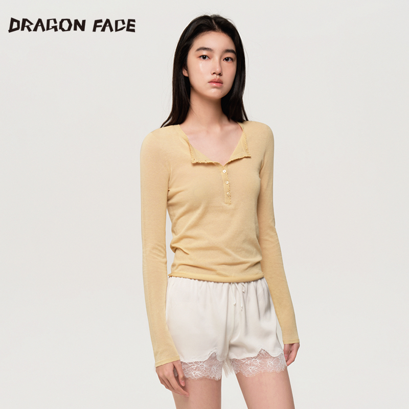 【明星同款】龙脸DRAGON FACE 针织亨利上衣修身 针织衫