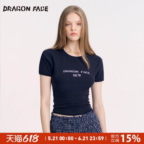 【明星同款】龙脸 DRAGON FACE 百搭收腰修身短袖T恤网球T恤运动T