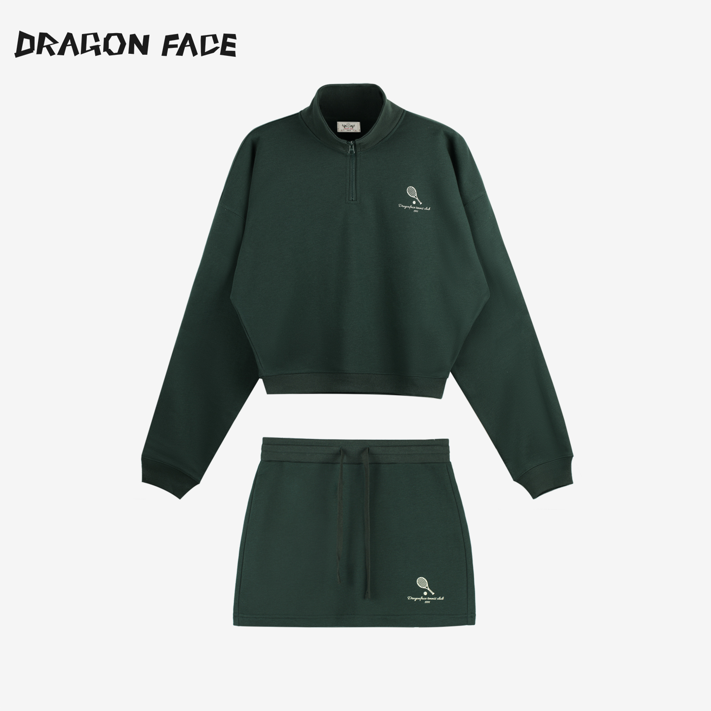 【明星同款】龙脸 DRAGONFACE 户外半拉链短身卫衣学院洗水卫衣裙