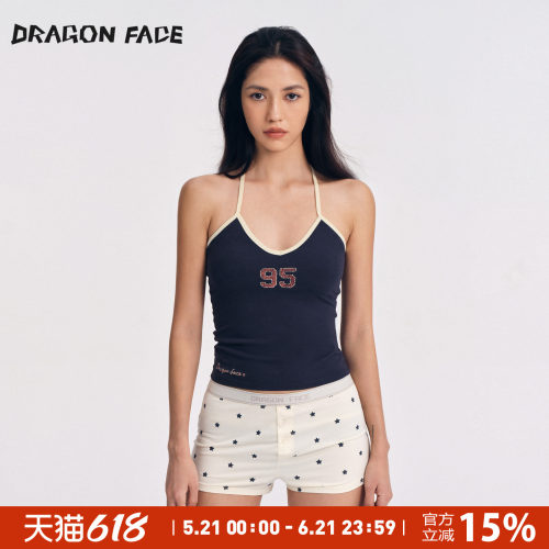 【明星同款】龙脸 DRAGON FACE 复古撞色背心 修身挂脖运动背心