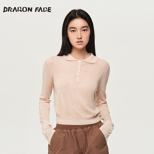 柔软针织翻领长袖 FACE 龙脸DRAGON 100%绵羊毛打底衫 明星同款