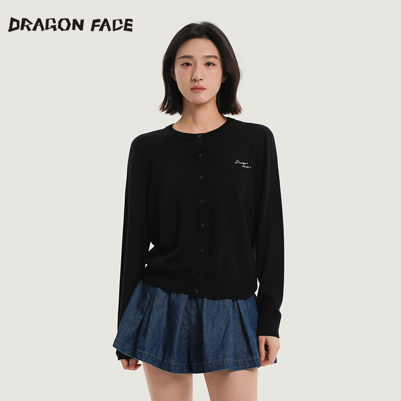 【明星同款】龙脸 DRAGON FACE 针织圆领长袖开衫 100%绵羊毛