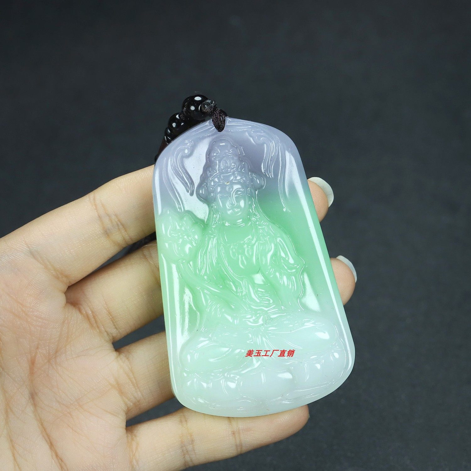 大号和田玉俏色飘翠观音挂件和田玉楼兰三色观音牌子吊坠