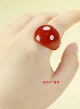 天然红玛瑙马鞍戒子指环