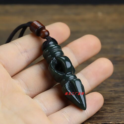 和田玉青玉降魔杵挂件
