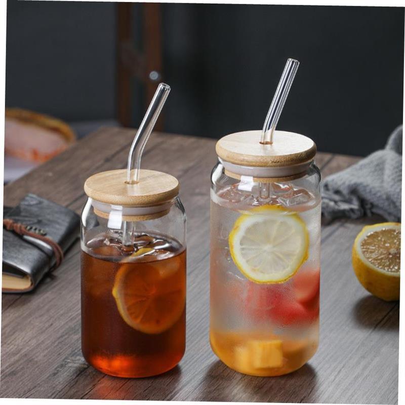 500ML cold drink glass with lid and straw juice cup