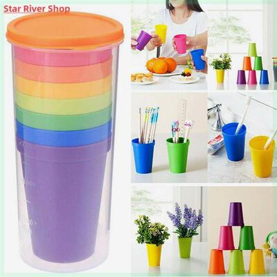 7Pcs Mug Plastic Cups Water Battle Set Of 8 Reusable Picnic