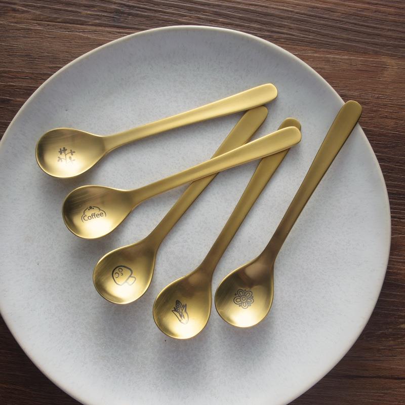 304 stainless steel gold teaspoon coffee mixing spoon