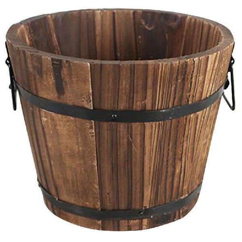 Wooden Flower Pot Creative Retro Planter with Handles for