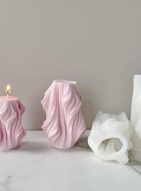 Creative Tree Root Silicone Candle Mold Geometric Wave Rotat