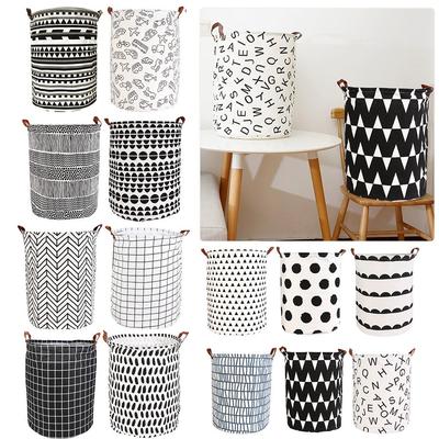 1pc Folding Laundry Basket Round Storage Bin Bag Large Hampe