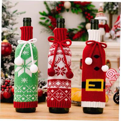 Christmas decorated snow bottle holder wine bottle cover