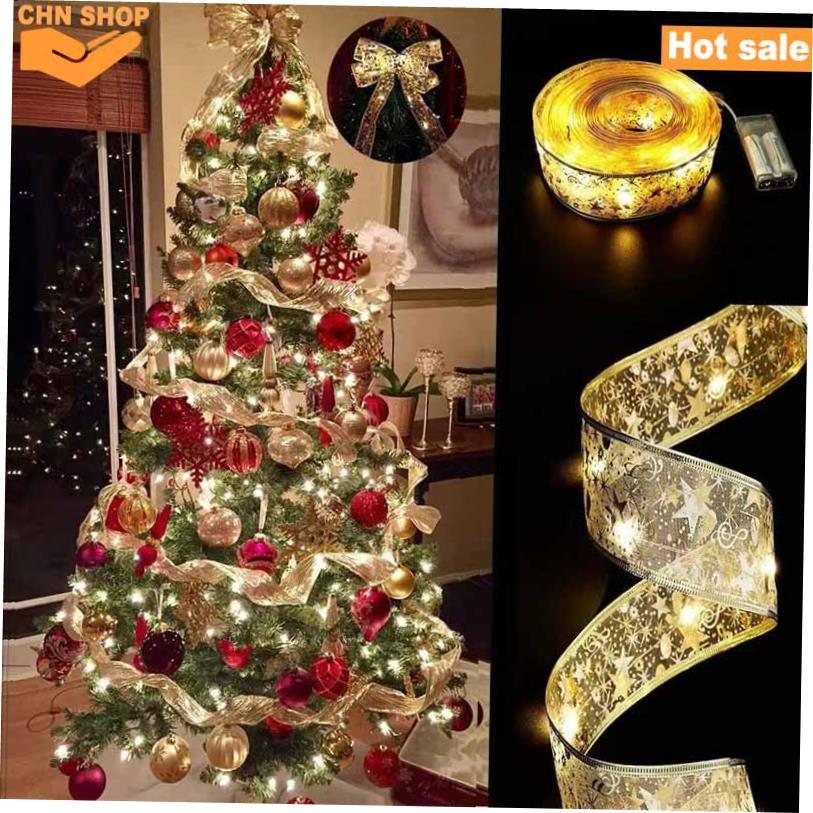 Christmas tree decorative LED lights silk ribbon light strip