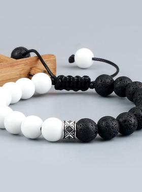 Trendy White Men Beads Bracelet Handmade Natural Tiger Eye