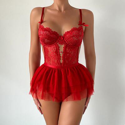 Lace transparent backless sexy lingerie jumpsuit