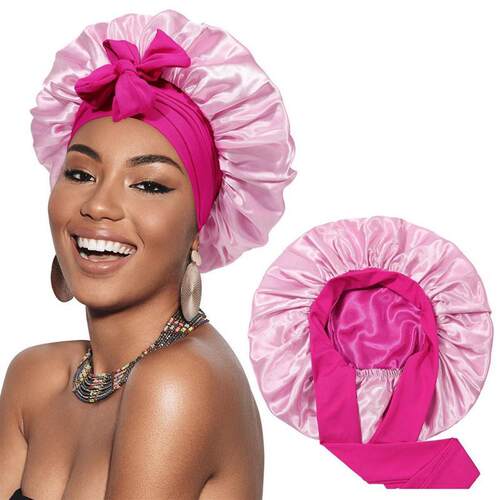 silk hair bonnet Satin Bonnets Cap Night Sleep Hat Hair Bon