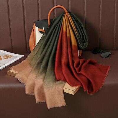Gradient color blocked Bali yarn long scarf 巴厘纱长款围巾