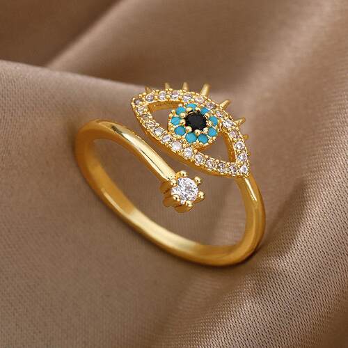 Lucky Turkish Evil Eye Rings For Women Opening Adjustable St