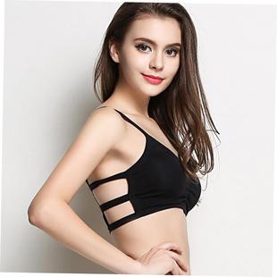 莫代尔性感露背打底衫裹胸三条横杠带胸瑜伽服Open back Yoga bra
