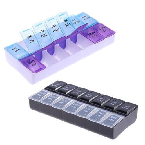 14 Grids Weekly Pill Case 7 Days Medicine Box Tablet Dispens