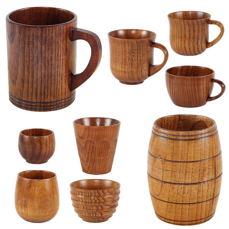 9 Styles Jujube Wooden Handmade Water Coffee Mug Cup Tea Bee