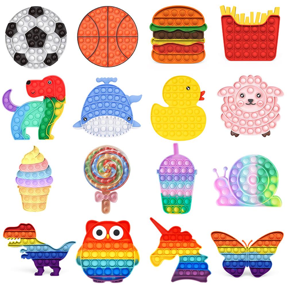 Rainbow Push Bubble Animal Fidget Toys Sensory Autism