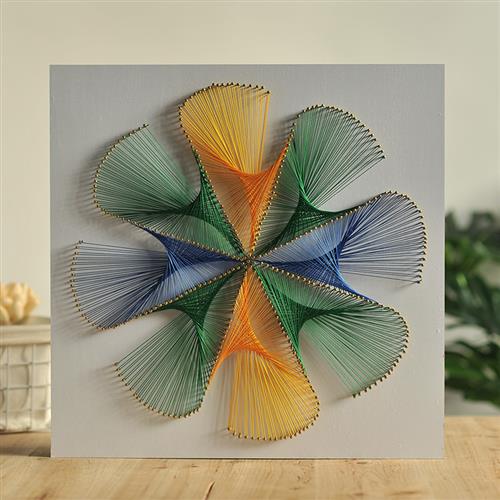 几何花瓣钉子绕线画 减压手工diy材料包简约客厅电表箱立体装饰画图片