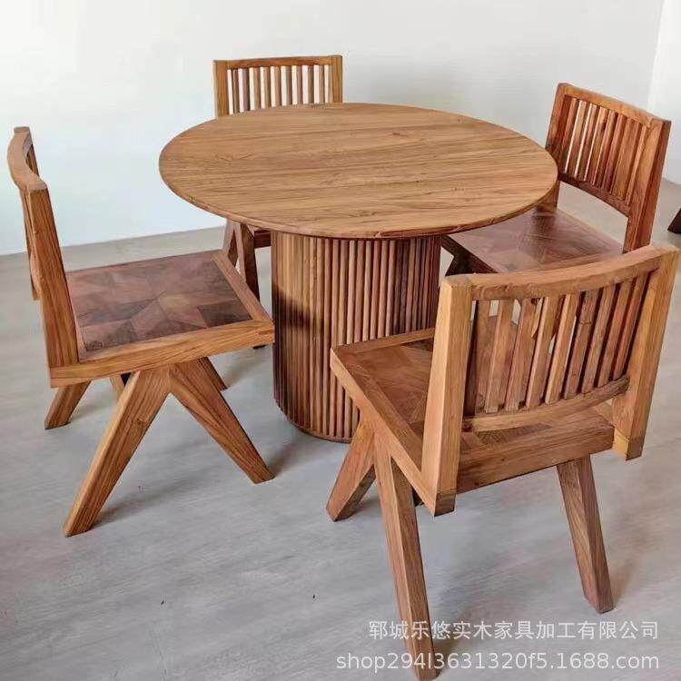 老榆木中古诧寂风实木民宿家用商务洽谈餐桌茶桌咖啡桌榆木休闲桌