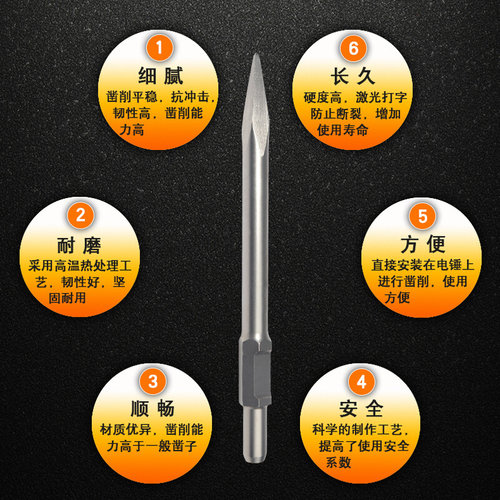 65A电镐镐尖95A镐尖镐头石工凿风炮D凿子尖凿扁凿115A电镐头600长