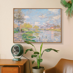 莫奈装 饰画画日出印象派油画画睡莲客厅沙发背景墙面壁画画卧室饭