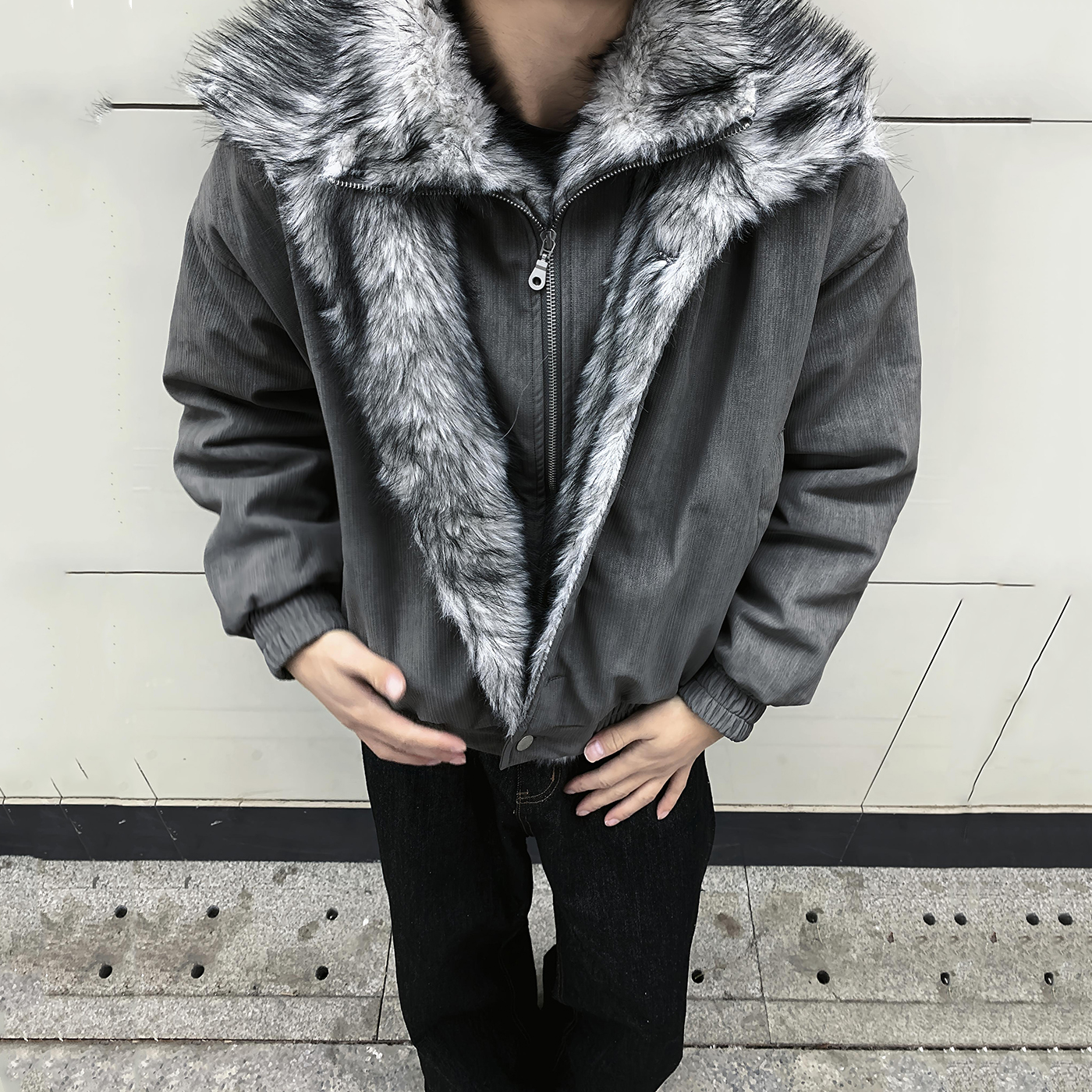 现货】美式狼王双层翻领座山雕外套加厚冬季保暖夹克棉服cleanfit