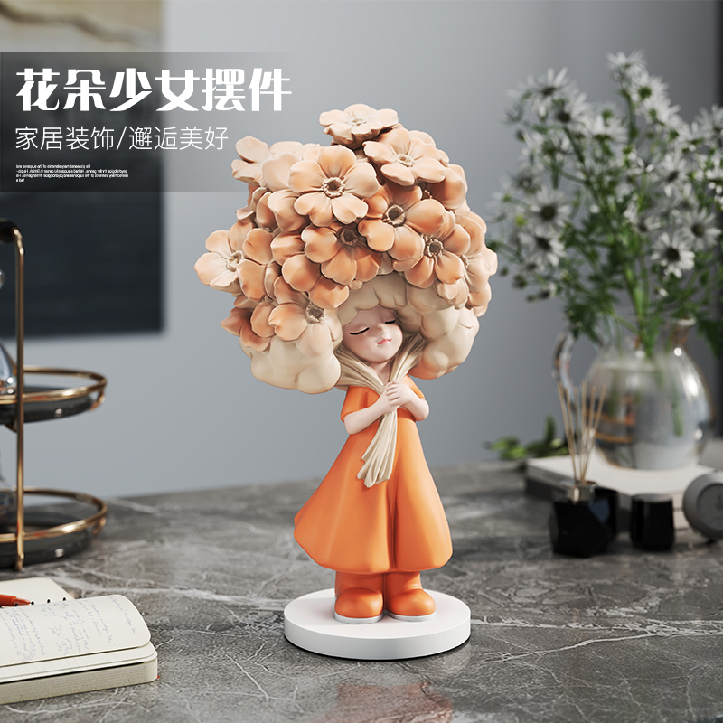 可爱女孩桌面摆件家居饰品客厅电视柜玄关摆设装饰品乔迁新年礼物