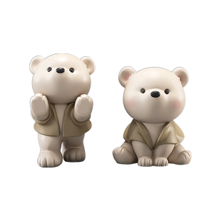 奶油风熊摆件书挡书立轻奢时尚家居装饰品礼物玄关客厅工艺品摆设