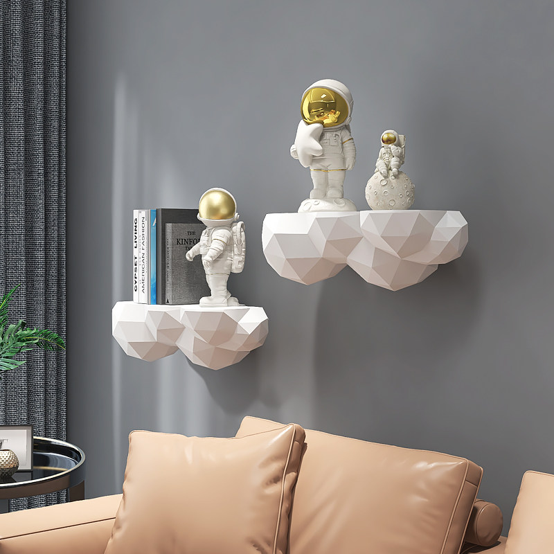 现代轻奢电视背景墙面装饰置物架太空人壁饰儿童房立体挂件宇航员