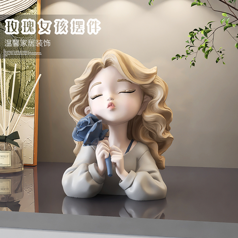 玫瑰女孩小摆件生日送礼好物