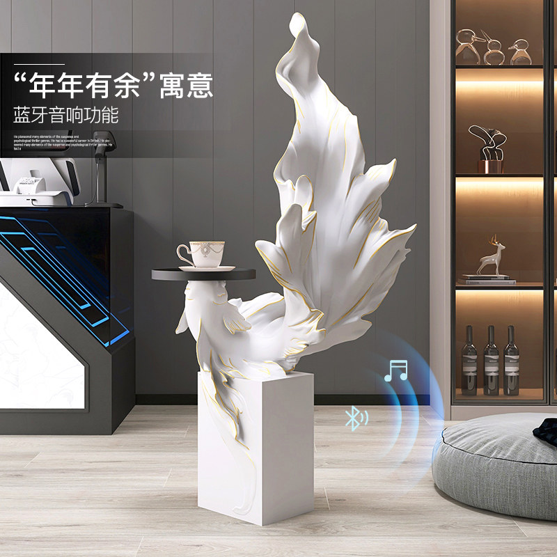 年年有余创意锦鲤落地摆件家居饰品展厅轻奢电视柜旁雕塑乔迁礼品