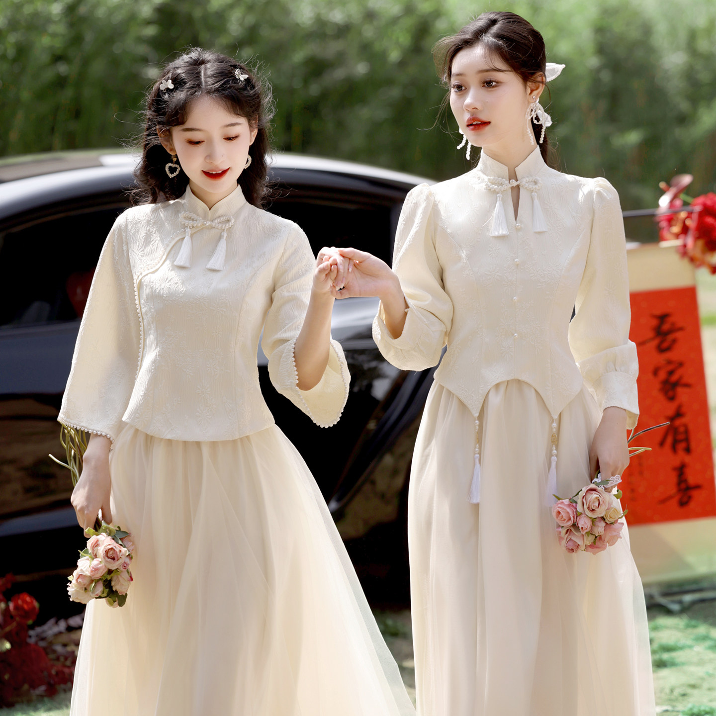 伴娘服中式旗袍2026新款夏季大码显瘦秀禾伴娘裙姐妹团结婚礼服女