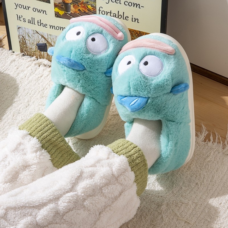 包跟棉拖鞋女款2025新款室内家居亲子儿童保暖加绒丑鱼棉鞋女冬季