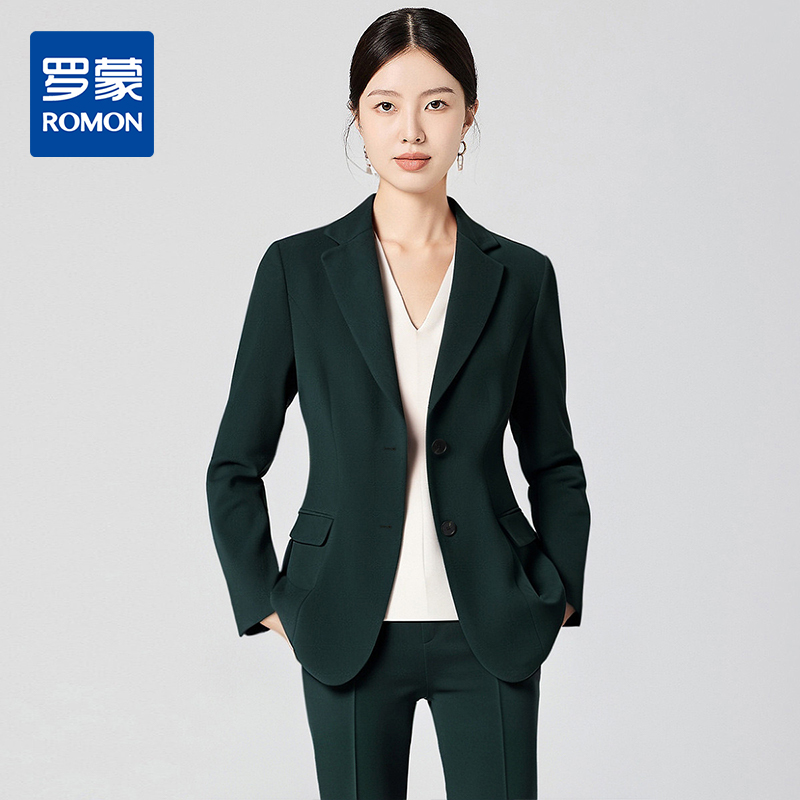 【时尚西服套装】罗蒙女士商务上班舒适西服西裤两件套双开叉后摆