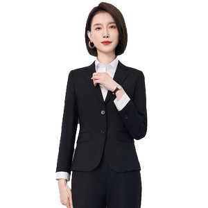 罗蒙春秋西服套装女士商务通勤职业正装基础款修身西装两件套女