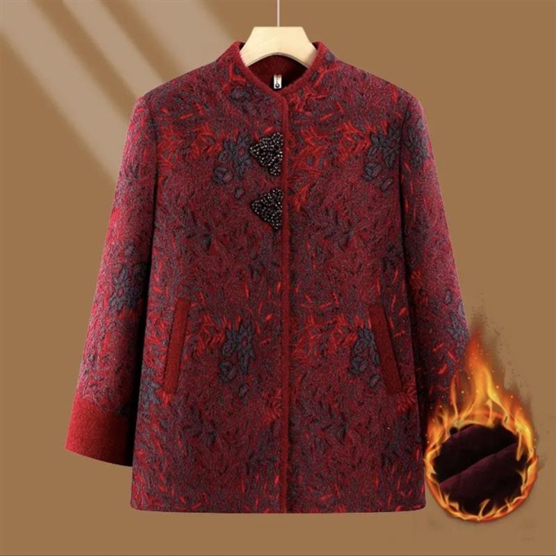 八十多岁老太太衣服中老年人秋冬装外套加绒加厚喜庆外套妈妈秋冬