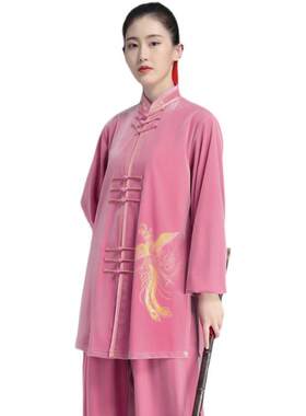 太极服冬装南韩绒太极服秋冬加厚保暖新款凤凰图案服装金丝绒太极