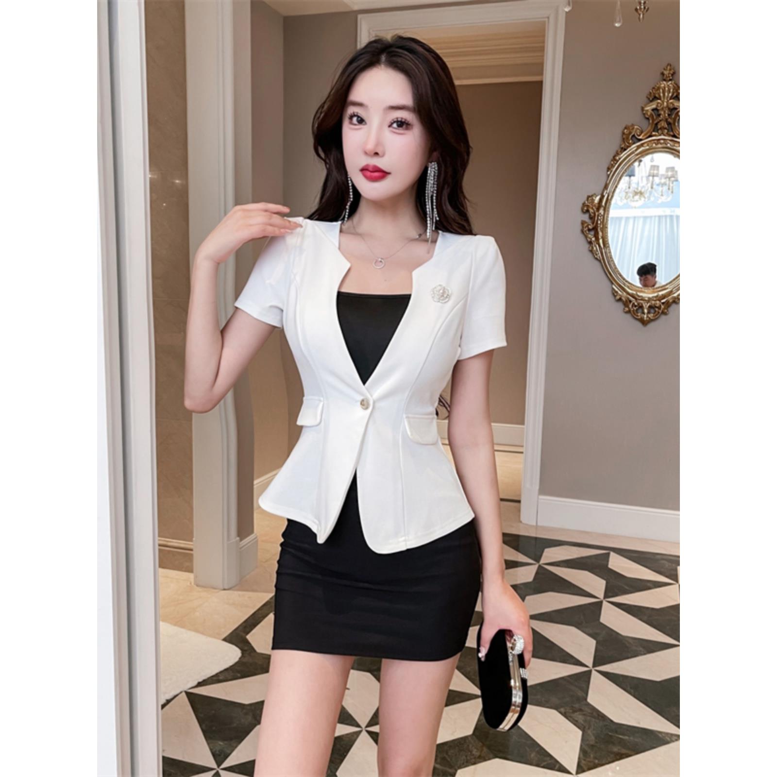 足部按摩技师工作服高端优雅西装三件套酒店制服修身美容按摩工作