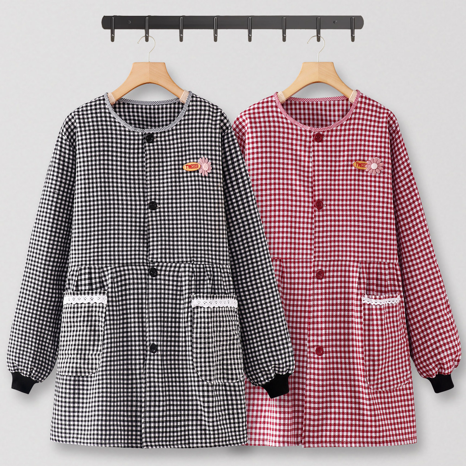 炒菜围裙厨房家用卓衣工作服高颜值长袖罩衣女新款上班专用年轻款,家庭/个人清洁工具,围裙,淘宝优惠券,粉丝福利购,淘宝优惠卷