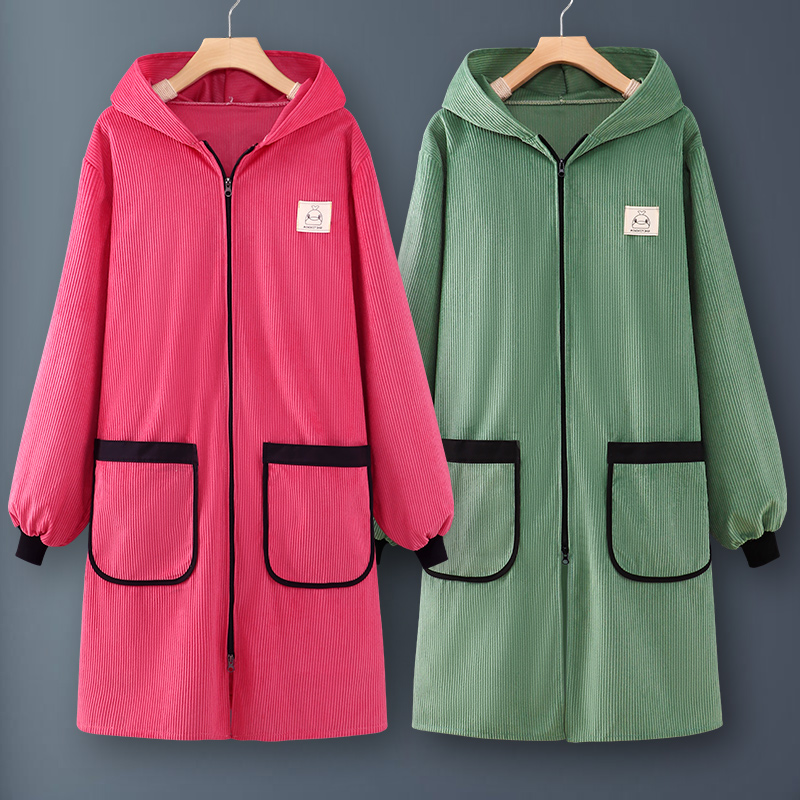 灯芯绒长袖罩衣定制印字围裙