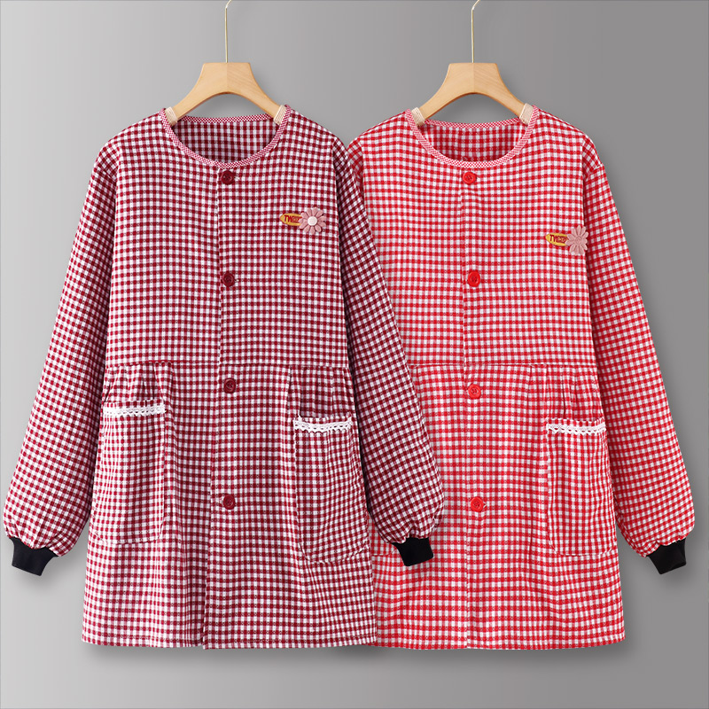 长袖纯棉罩衣2023新款网红围裙