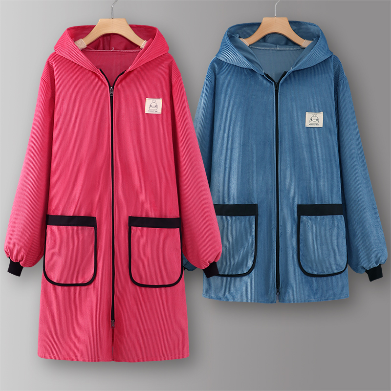 灯芯绒围裙长袖罩衣工作服女
