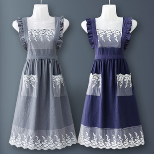 中式网红可爱美甲公主围裙女2025新款纯棉摆摊年轻人做饭厨房家用