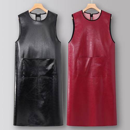 软PU坎肩围裙厨房家用2025新款防水防油做饭女上班专用定制工作服