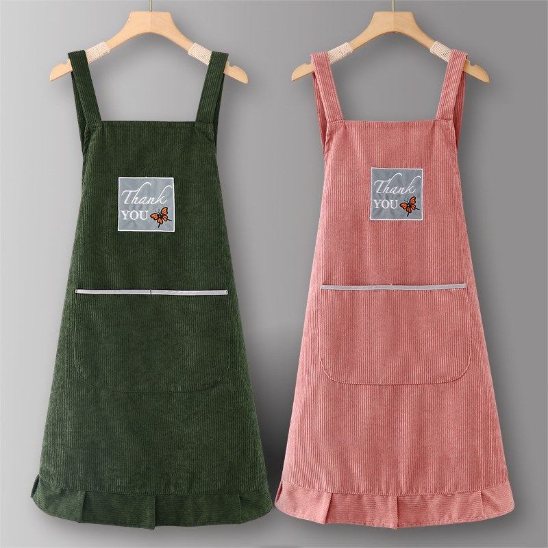 灯芯绒夏季透气围裙工作服女